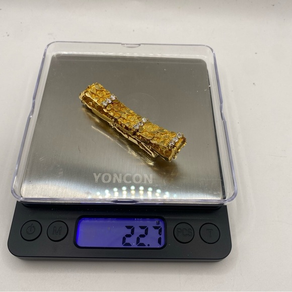 Bracelet 925 Sterling Silver Taiwan Solid Nugget 10k Gold plated vermeil CZ 7” - Picture 11 of 11
